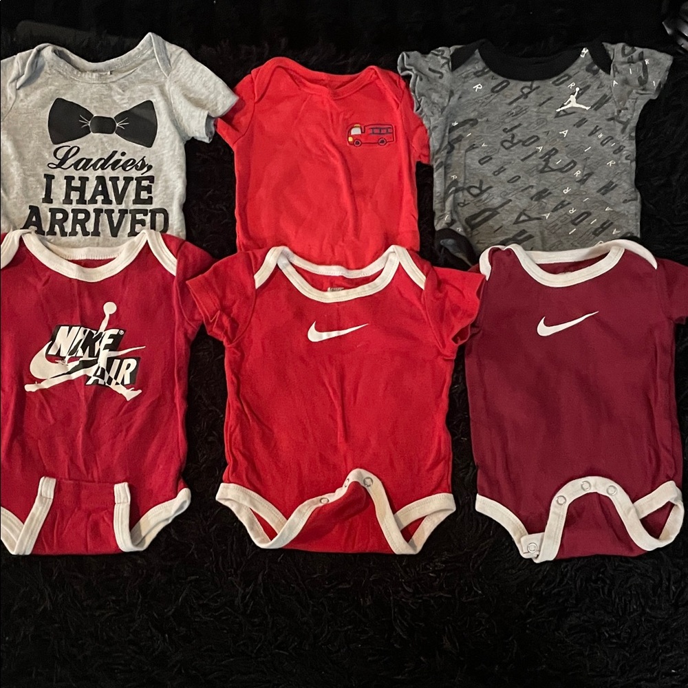 Nike Red and Gray Baby Onesies Set